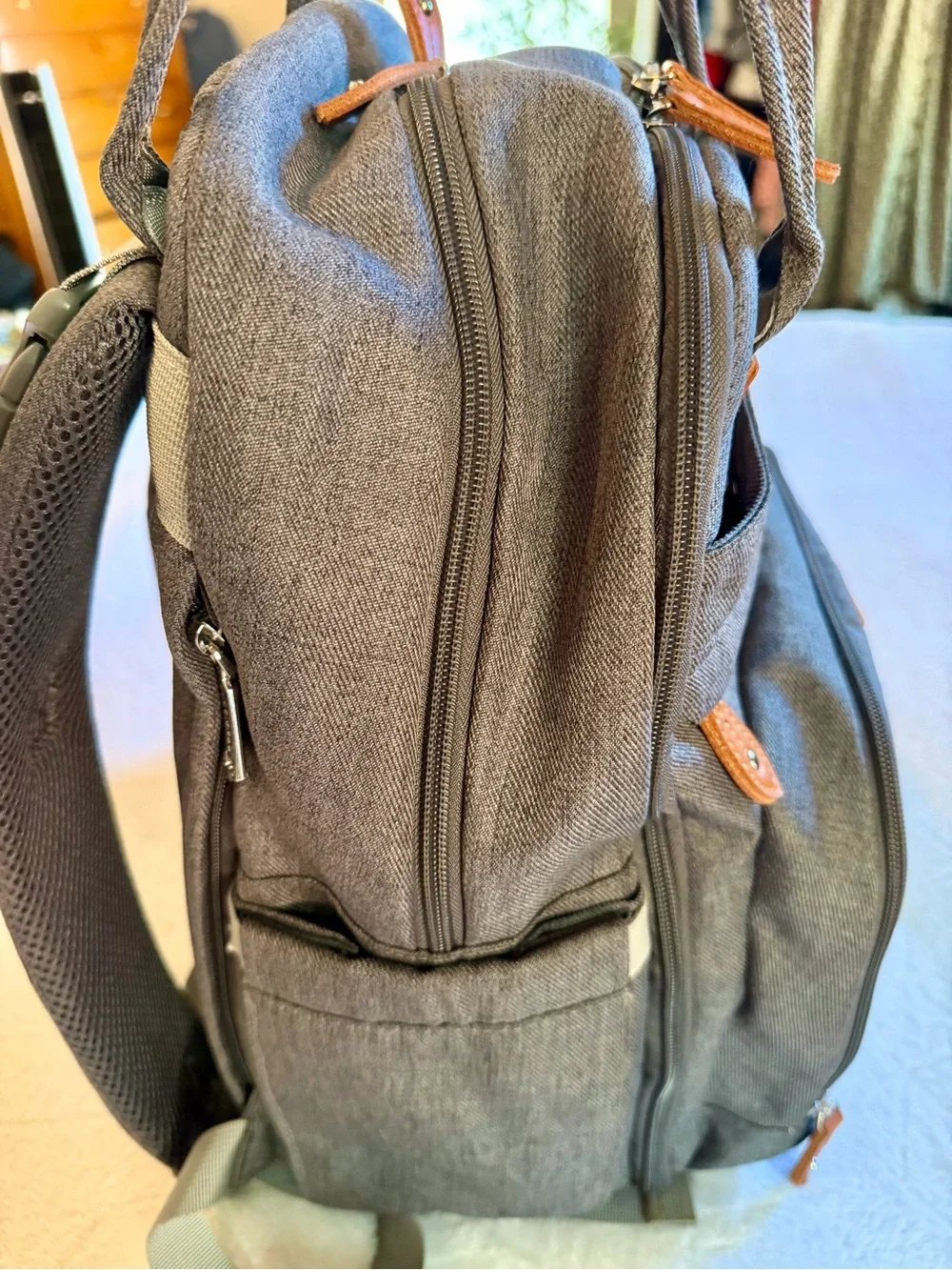 BabbleRoo Gray Diaper Bag Backpack Changing Pad Stroller Straps‎ Pacifier Case
